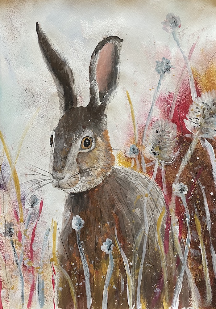 Featured image for “Hare and Thistles Painting”