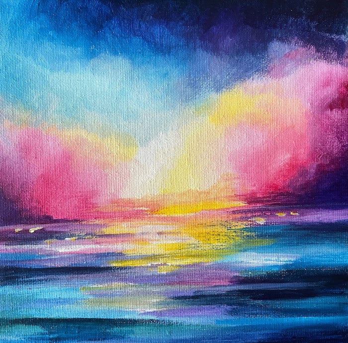 Featured image for “Ocean Sunset in Acrylics”