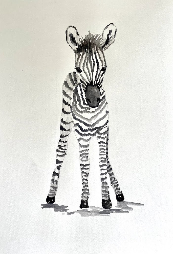 Featured image for “Watercolour Baby Zebra”