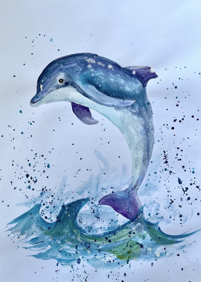 Featured image for “Splashing Dolphin Painting”
