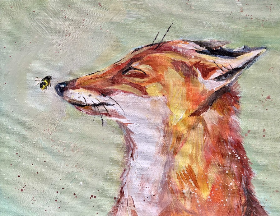 Featured image for “Fox & bee in acrylics”