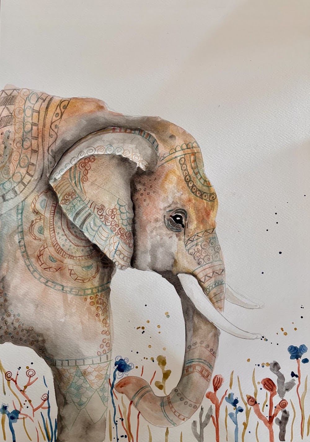 Featured image for “Elephant in watercolour and pencil”