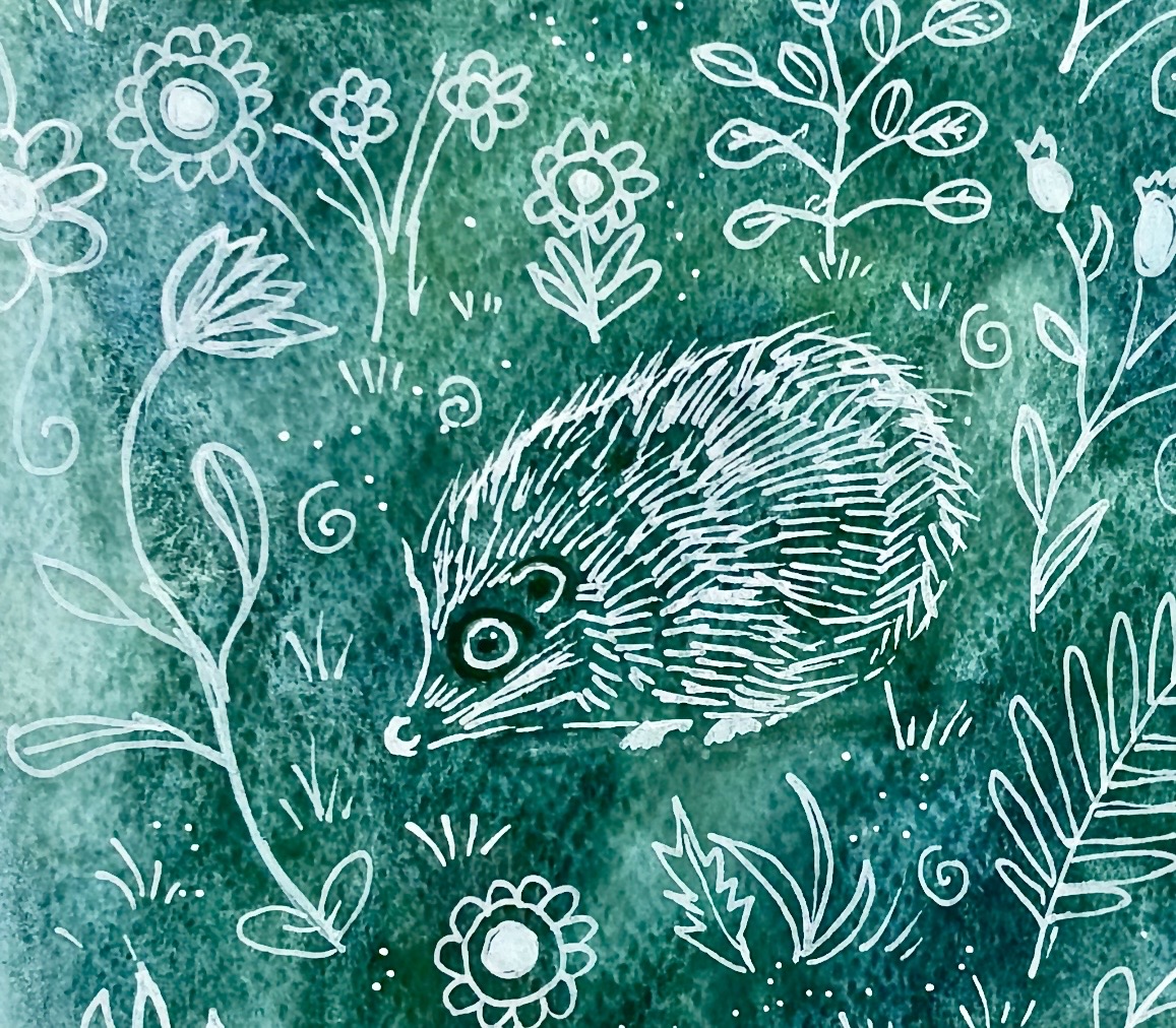 Featured image for “Hedgehog in acrylic pen”