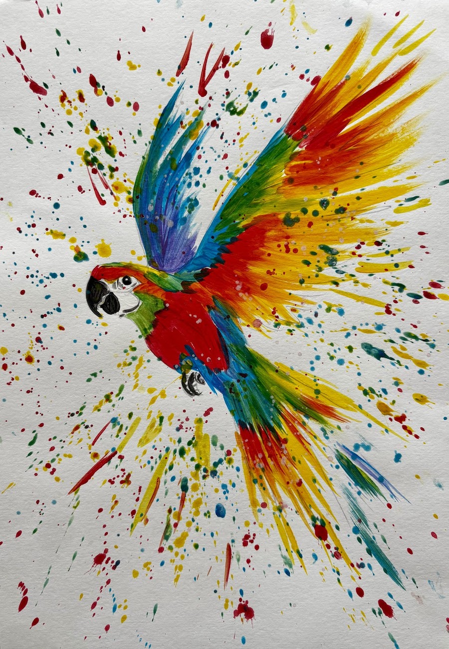 Featured image for “Splatter parrot painting!”